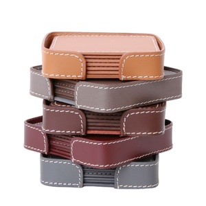 Design Leather <b>Coasters</b> <b>for</b> <b>Drink</b> square Shape with Holder Customized Size Leather <b>coaster</b> at Cheap Price - Product Image 1