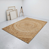 Natürlicher Handgewebter Jute-Teppich Rechteckig Geometrisches Muster Moderner Rutschfester Bereichsteppich Wohnzimmer Schlafzimmer Eingang Esszimmer Zuhause