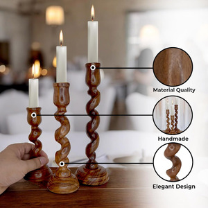 Portavelas de madera de fábrica al por mayor hecho de madera de mango proveedor personalizado de la India portavelas para decoración de granja - Product Image 5