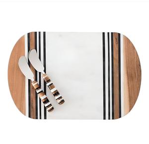 Tabla de cortar rectangular de madera y mármol de primera calidad con orificio para colgar, utensilio de cocina al mejor precio. - Product Image 2