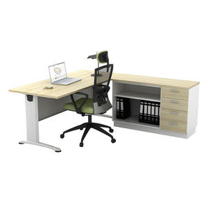Modern Durable L-shaped Office <b>Desk</b> Storage <b>Cabinet</b> Computer Workstation Freestanding Chipboard Melamine Top File Drawer Office - Product Image 3