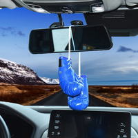 Gants de boxe miniatures en cuir personnalisables pour suspension sur rétroviseur de voiture à usage promotionnel - Respirants et à séchage rapide