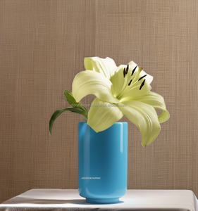 Elegant Blue white green yellow Resin cylinder Modern <b>Vase</b> with Yellow <b>Lily</b> Flower Tabletop Christmas Home & Office Decor - Product Image 2