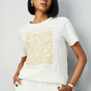 Camiseta de algodón grueso para mujer, transpirable, lisa, con estampado gráfico, top femenino, ropa al por mayor de primera calidad - Product Image 2