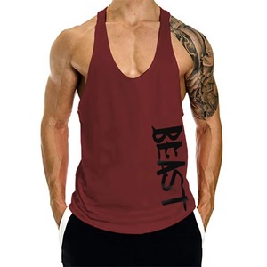 Men's Stringer Tank Top Bodybuilding Gym Vest Deep Cut Sleeveless Fitness Shirt Muscle Training Wear Wholesale Supply - Product Image 2