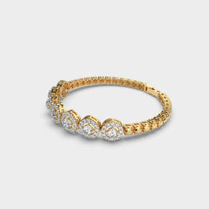Bracelet tennis en argent 925 avec halo rond de moissanite, finition jaune, bijoux fins, cadeau de mode pour femme, chaîne de poignet - Product Image 4