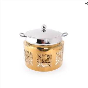 Luxury Golden Food Warmer Chafing Dish with Decorative Frame White Spherical Accents Elegant Buffet Casserole <b>Kitchenware</b> - Product Image 4