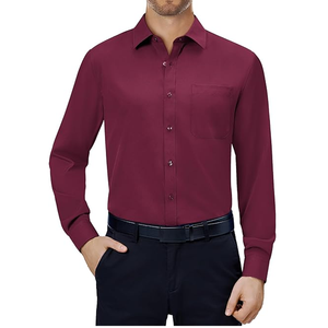 Men's Sustainable <b>White</b> Cotton <b>Flannel</b> Stand Collar Anti-Wrinkle Dress Shirt with Custom Logo - Product Image 2