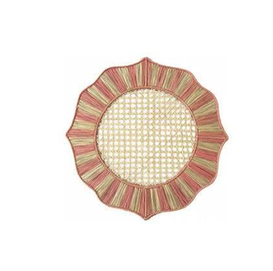 Nouvelle assiette de présentation en rotin faite à la main, set de table pour table à manger, prix de gros, avec bordure rayée et tissage décoratif - Product Image 1