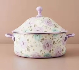 Casserole arabe en émail vert mousse de mer, motif floral vintage, pour garder les aliments au chaud, idéale pour les cadeaux de l'Aïd et la table - Product Image 5