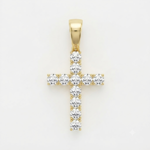 Trendy Minimalist 10K <b>Solid</b> <b>Gold</b> Jesus Cross <b>Pendant</b> Necklace Custom Moissanite Diamond Christian Religious Fine Charms for Gift - Product Image 1