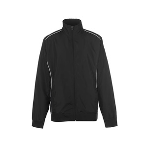 Men's Black Full Sleeve Zipper Tracksuit <b>Jacket</b> With Side Pockets Stand Collar Casual Breathable Polyester Winter Wear - Product Image 5