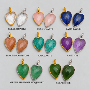 Pendentif Cœur Facetté en Lapis Lazuli, Breloque en Pierre Précieuse Bleue, Monture Dorée ou Argentée, Fournitures de Fabrication de Bijoux, Vente en Gros Fabricant - Product Image 2