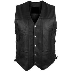 Chaleco de Cuero Negro para Motocicleta para Hombre con 10 Bolsillos, Chaleco de Motociclista Premium - Product Image 2