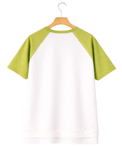 Women White Lime Green Raglan Sleeve Henley T Shirt Cotton Blend Short Sleeve Casual Summer <b>Top</b> Comfortable Lightweight Tee Wear - Product Image 2
