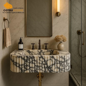 Évier de salle de bain en marbre naturel Calacatta Viola Lavabo en marbre pour maison d'hôtel - Product Image 1