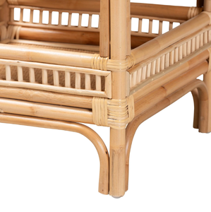 โต๊ะข้างเตียงหวายคุณภาพดีพร้อมถาดวางของ โต๊ะข้างเตียงหวายพร้อมชั้นวางแบบเปิด โต๊ะข้างเตียงสไตล์โบโฮสำหรับห้องนั่งเล่นและห้องนอน - Product Image 6