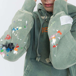 Sweat à capuche oversize pour homme, style streetwear, délavé à l'acide, brodé, imprimé par transfert thermique, collection automne SDL, ODM - Product Image 4