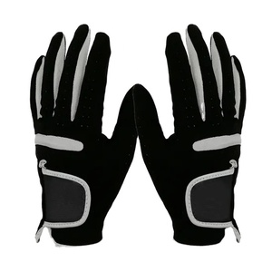 Gants de golf de sport pour hommes en gros doux et respirant Cabretta et matériau en peau de mouton main gauche et droite couleur noire - Product Image 1