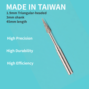 Precision Diamond Triangular <b>Abrasive</b> Stick 1.9mm Head 3mm Shank 45mm Length Made In Taiwan High Durability Efficiency - Product Image 1