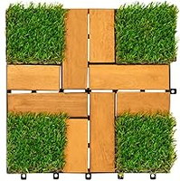 FG-VCG-AA Carreaux de sol en bois d'acacia moderne, mélange de matériaux, pour intérieur/extérieur, décoration de balcon/jardin/chemin/terrasse/chambre 300x300mm