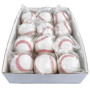 White <b>Baseball</b> With Pink Stitching Standard Size Durable Training <b>Ball</b> Polybag Packaging - Product Image 2