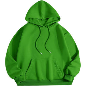 Sweat à capuche d'hiver pour femme 100% Coton Polaire Oversize 360g Écologique Respirant Coupe-vent Logo brodé uni sur le devant Foncé - Product Image 1