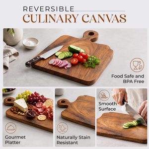 <b>Wooden</b> Rectangle Chopping Board With Handle Kitchen Cutting Block Anti Slip Single <b>Piece</b> - Product Image 4