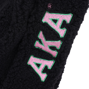 AKA Black Sherpa Beanie Hat Pink Embroidered Letter Warm <b>Winter</b> Knit <b>Cap</b> Soft Fleece Headwear Casual Fashion Hat for Men Women - Product Image 6