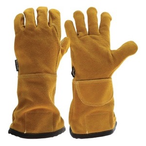 Gants de travail jaunes pour la soudure, paume renforcée, antidérapants, manchette longue, gants de protection industriels pour atelier - Product Image 4