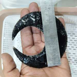 Escultura de Luna de Obsidiana Negra, Piedra Semipreciosa Pulida, Artesanía de 100 mm, Pieza de Arte Decorativa - Product Image 2