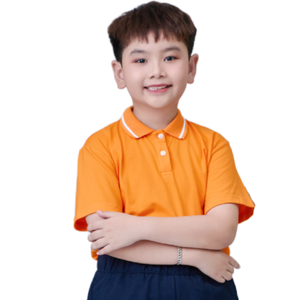 FMF Children's <b>Orange</b> <b>Polo</b> Uniform Shirt for Primary School Boys – Comfortable 50D Stretch Knit Material - Product Image 1