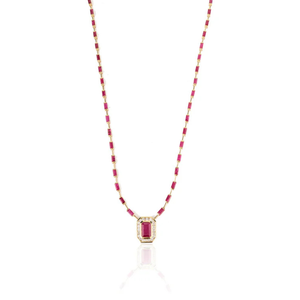 14K Solid Yellow Gold <b>Ruby</b> and Diamond <b>Necklace</b> with VVS2 Clarity - Product Image 2