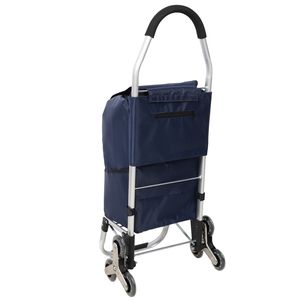 Carrello della spesa pieghevole e rimovibile in acciaio inossidabile nero con borsa impermeabile in tessuto Oxford e ruote per salire le scale - Product Image 5