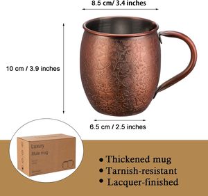 Juego de Tazas Moscow Mule de Cobre Puro de Alta Calidad al por Mayor, Tazas de Cobre Ecológicas con Asa y Pajita para Beber Cerveza, Vino y Cócteles - Product Image 6