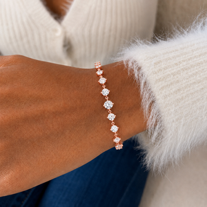 Pulseras de tenis vintage chapadas en oro vermeil de 10K con moissanita de corte brillante redondo, joyería para regalo de cumpleaños - Product Image 4