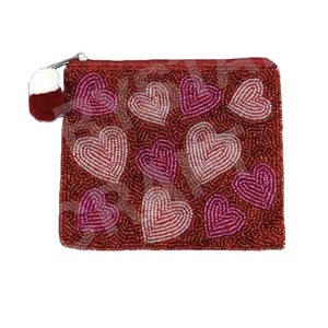 Monedero con cuentas de semillas de corazón a la moda, hermosa cartera personalizada para mujer, accesorio de moda - Product Image 1