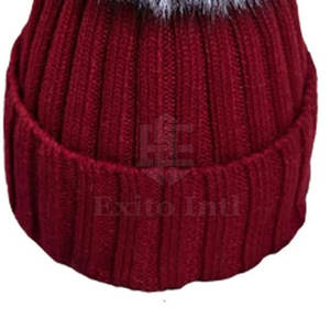 Gorros de Piel de Alta Calidad para Mujer, Gorros de Invierno de Lujo al por Mayor, Gorros de Punto con Pompón de Piel Auténtica, Fabricante de Gorros Personalizados - Product Image 5
