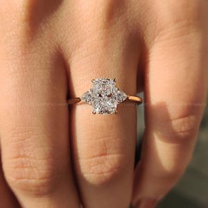 Anillo de compromiso y boda glamuroso con diamante de laboratorio de corte cojín alargado, engaste catedral, 1.00-3.00 CT, EF VS, joyería fina - Product Image 6