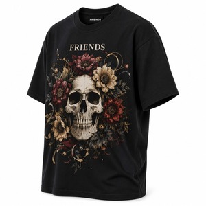Camiseta Personalizada para Hombre, Estampado de Calavera, Talla Grande, Manga Corta, Cuello Redondo, Estilo Punk, 100% Algodón Jersey - Product Image 3