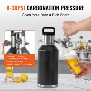 Mini Fusto per Birra da 64 Oz (1,89 L) con Sistema di Spillatura, Growler Pressurizzato in Acciaio Inossidabile 304 con Display della Pressione, Tipo Barile - Product Image 4