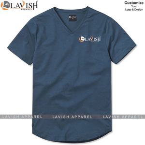 T-shirt col V 100% coton haute qualité pour homme, séchage rapide, logo personnalisable, motif solide, poids de 180 grammes, sérigraphie tricotée - Product Image 5