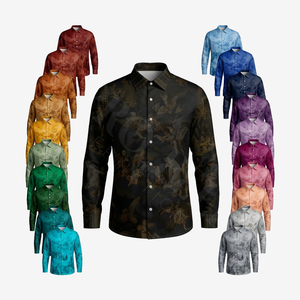 เสื้อเชิ้ตเดรสแขนสั้นพิมพ์ลายวินเทจสำหรับผู้ชาย ออกแบบเองได้ สวมใส่สบายๆ ในฤดูร้อน - Product Image 1