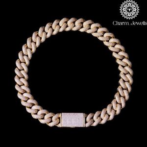 สร้อยคอผู้ชาย Charm_Jewells ชุบทอง 14K ประดับเพชรโมอิสซาไนต์ทรงบริลเลียนต์แบบไมโครอินเซ็ต สไตล์ฮิปฮอป พร้อมใบรับรอง IGI เหมาะสำหรับงานปาร์ตี้ - Product Image 1