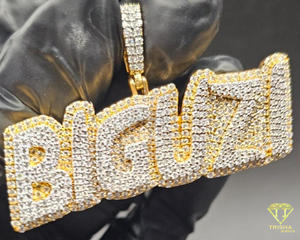 Moissanite Diamond " BIGUZI " Letter Pendant <b>Iced</b> <b>Out</b> Hip Hop Necklace Bling <b>Chain</b> Luxury Statement Jewelry Gift - Product Image 2