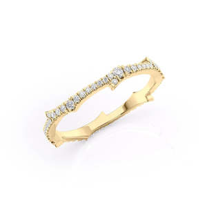 Bague de mariage pour femme en diamant de laboratoire rond, mini pavé, style brindille - Product Image 2