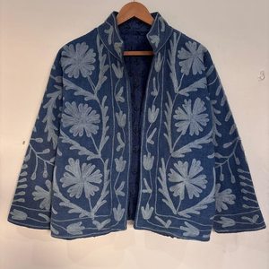 Casual <b>Dresses</b> Handmade Cotton Suzani Hand Embroidery Floral Short Jacket Embroidered Suzani Jackets Party Wear - Product Image 6