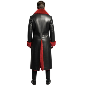Manteau long en cuir véritable sur mesure pour homme, élégant, coupe ajustée, veste de créateur tendance pour l'hiver et le streetwear - Product Image 2