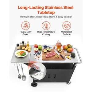 Chariot de barbecue extérieur avec armoire de rangement, étagère supérieure en acier inoxydable de 48,9 pouces, îlot de cuisine étanche - Product Image 4