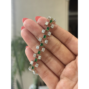 กำไลข้อมือเพชรแล็บโกรว์ทอง 14KT พร้อมมรกต 7.00 กะรัต ดีไซน์เรขาคณิต หรูหรา ระดับไฮเอนด์ สำหรับผู้หญิง ขายส่ง - Product Image 4